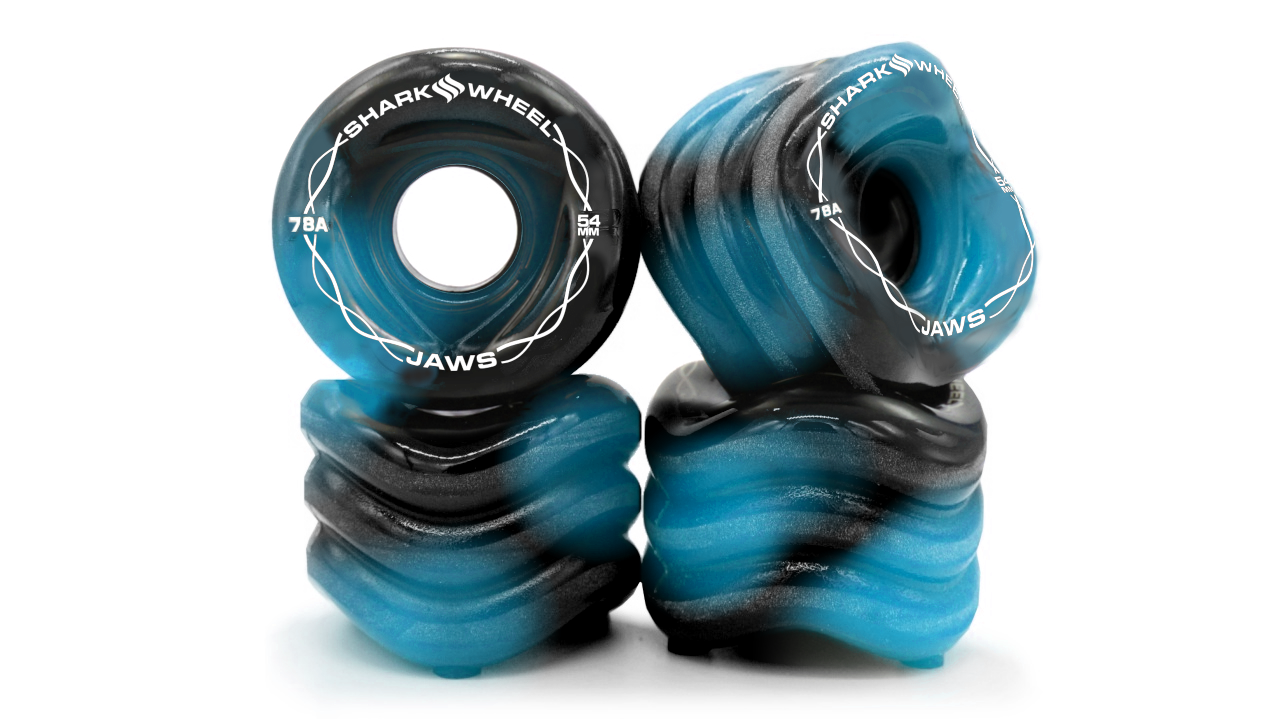 NEW Shark Wheel 54mm, 78a Jaws - Black and Blue Swirl