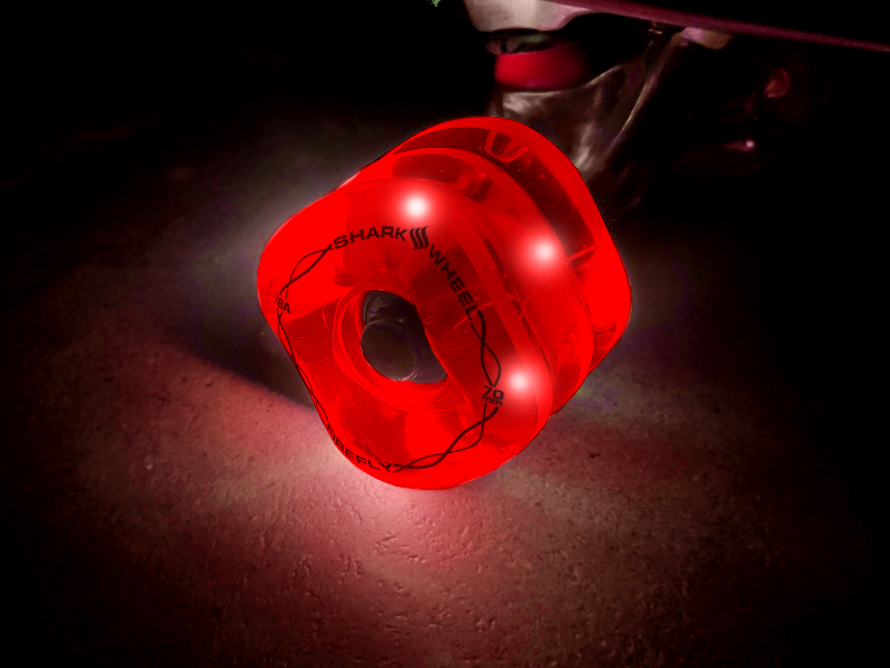 Shark Wheel 70mm, 78a Firefly - Transparent Red with Red Lights