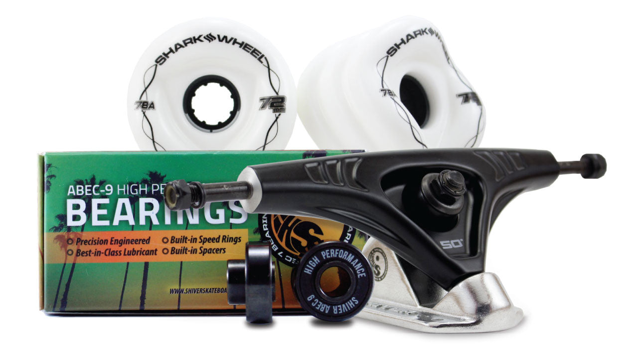 72MM Bundles. White.  DNA Wheels with Abec 9 Bearings & Pro Series Trucks