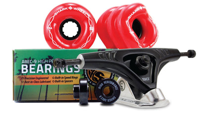 60MM BUNDLES. RED. CALIFORNIA ROLL WHEELS WITH ABEC 9 BEARINGS & PRO SERIES TRUCKS