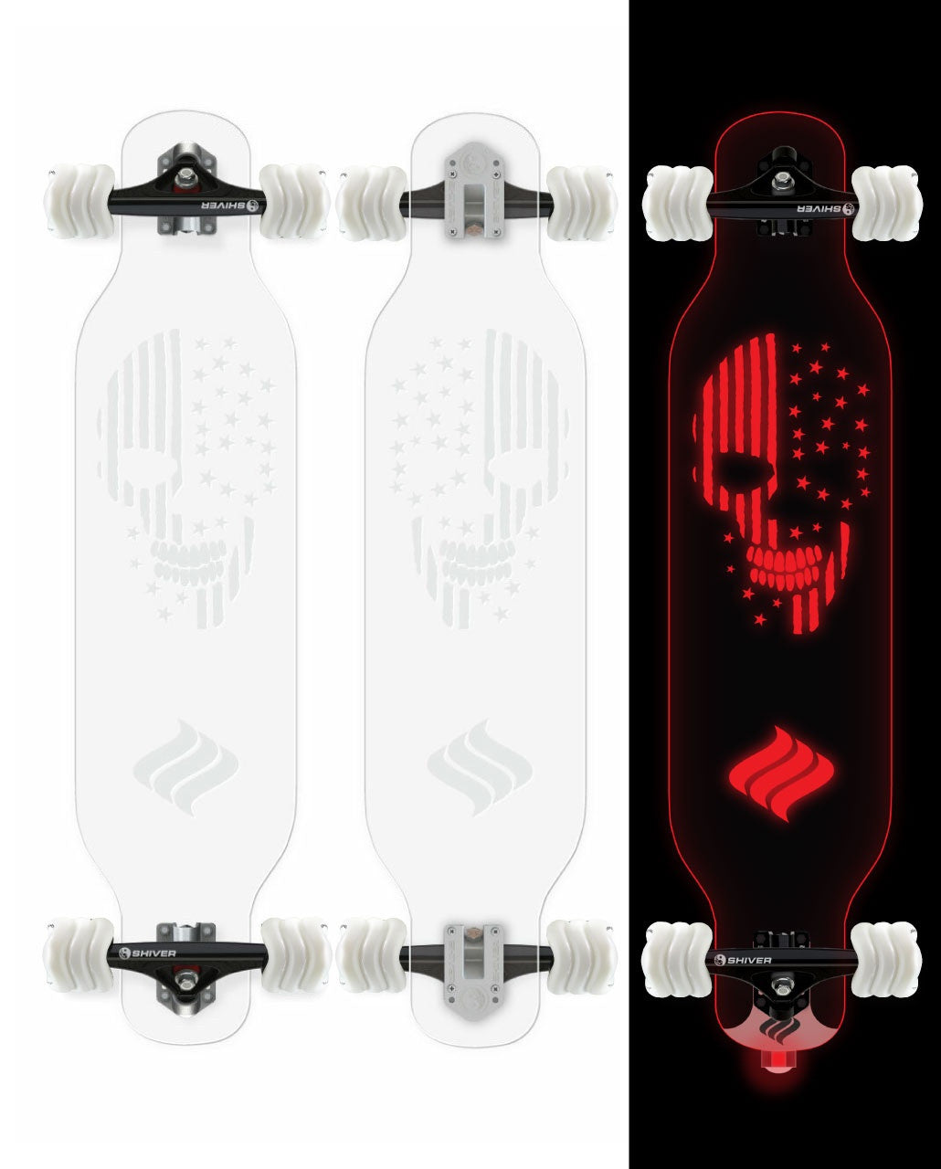 CLEAR Skull Longboard