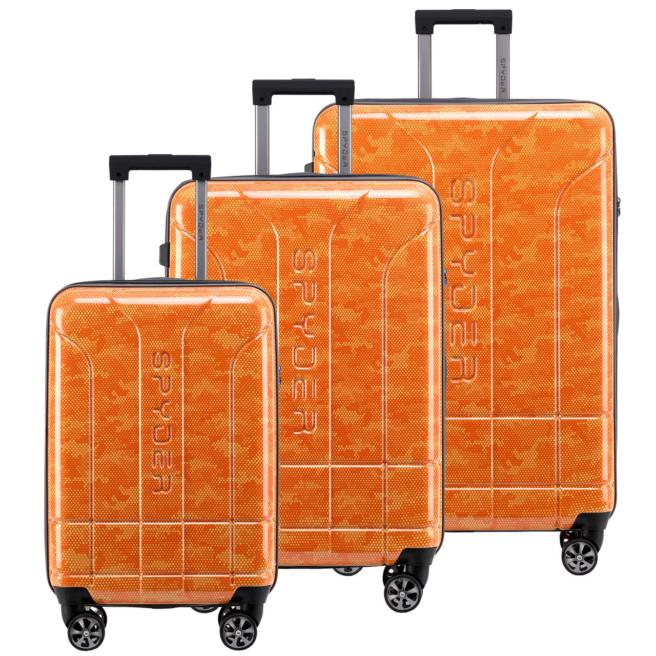 Orange Spyder Matrix 3 Piece Set Expandable Hardside Upright Suitcase with 360°  Shark  Wheels, TSA Approved Lock,