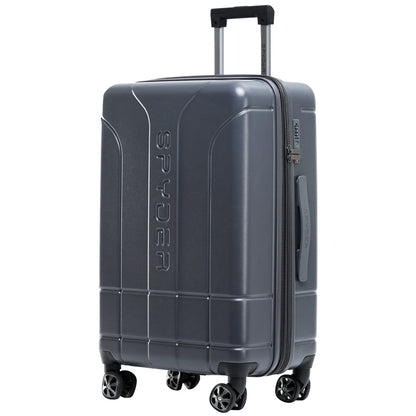 Gray Spyder Carve 25 Inch Expandable Hardside Upright Suitcase with 360°  Shark Wheels, TSA Approved Lock