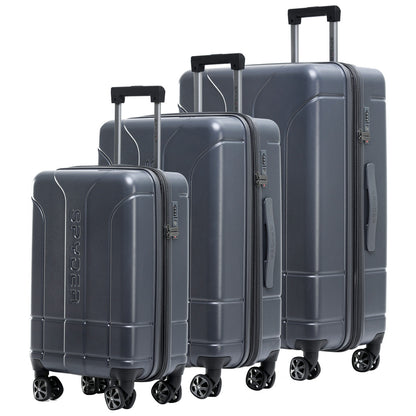 Gray, Spyder Carve 3 Piece Set Expandable Hardside Upright Suitcase with 360°  Shark Wheels, TSA Approved Lock,