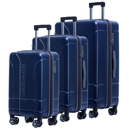 Navy Spyder Carve 3 Piece Set Expandable Hardside Upright Suitcase,  with 360°  Shark  Wheels, TSA Approved Lock,