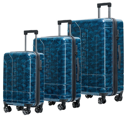 Blue Spyder Matrix 3 Piece Set Expandable Hardside Upright Suitcase with 360°  Shark  Wheels, TSA Approved Lock,