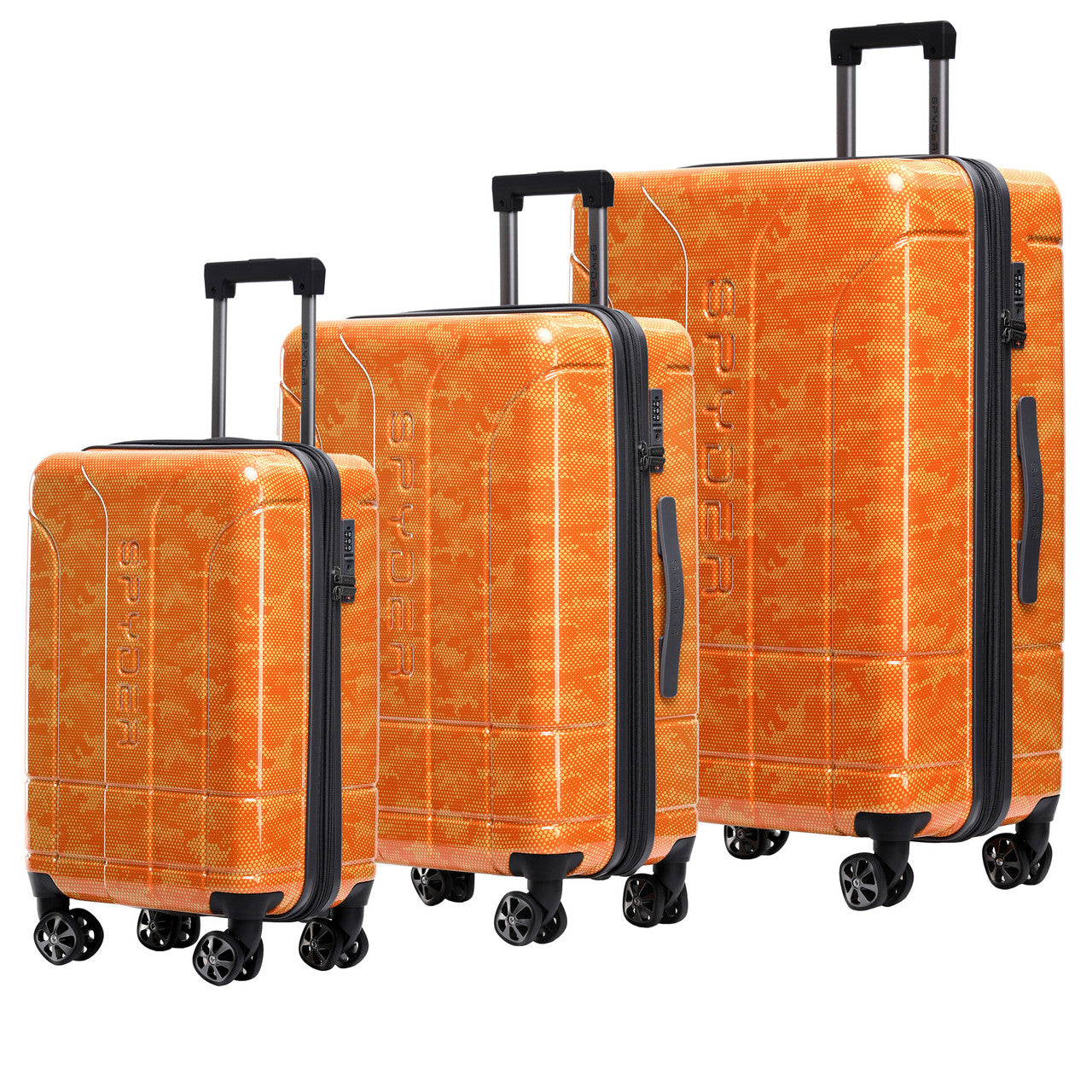 Orange Spyder Matrix 3 Piece Set Expandable Hardside Upright Suitcase with 360°  Shark  Wheels, TSA Approved Lock,