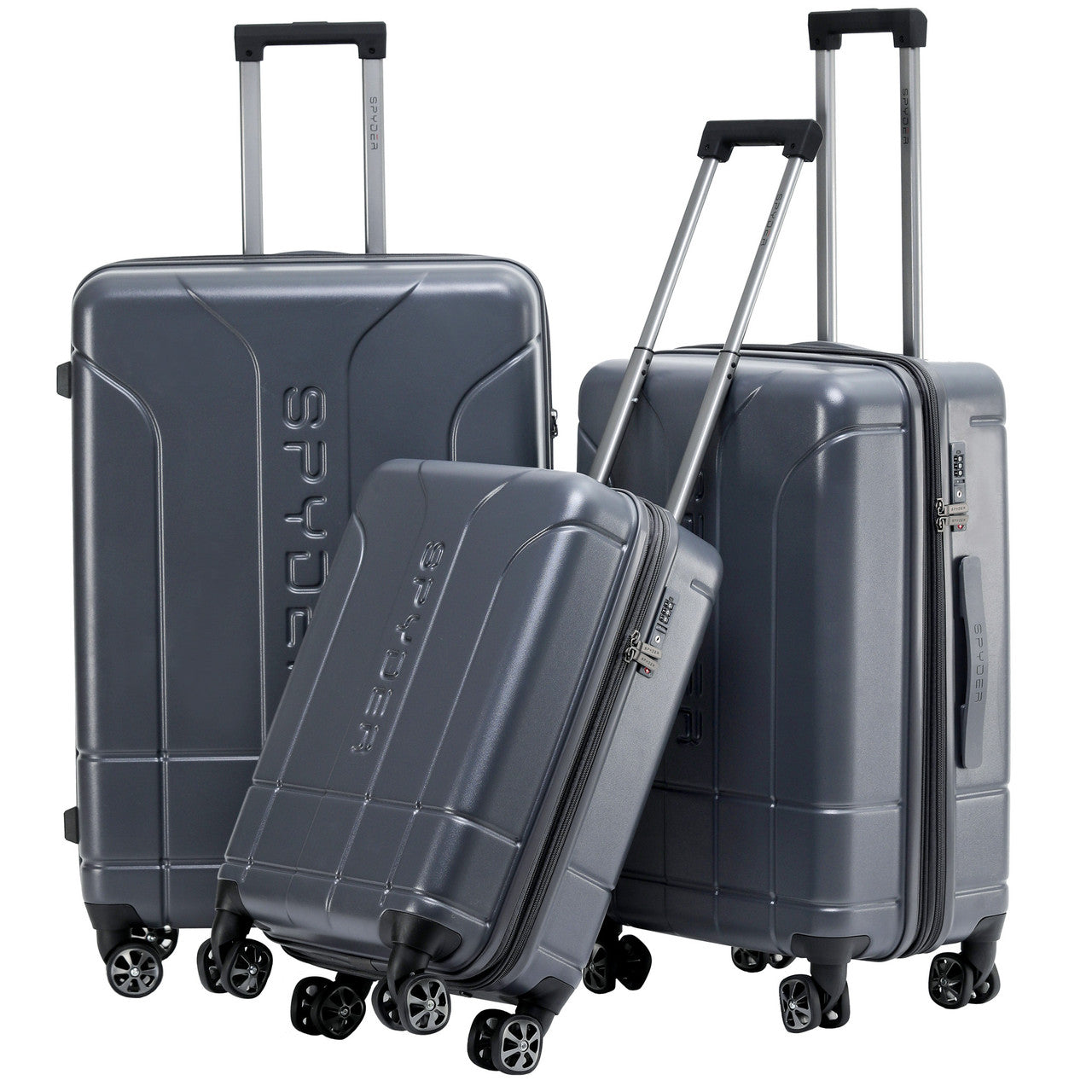 Gray, Spyder Carve 3 Piece Set Expandable Hardside Upright Suitcase with 360°  Shark Wheels, TSA Approved Lock,