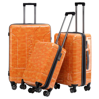 Orange Spyder Matrix 3 Piece Set Expandable Hardside Upright Suitcase with 360°  Shark  Wheels, TSA Approved Lock,