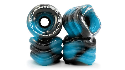 NEW Shark Wheel 60mm, 78a California Roll - Black/Blue Swirl