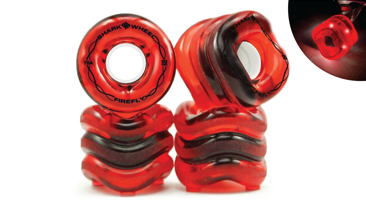 Shark Wheel 60mm, 78a Firefly - Transparent Red with Red Lights