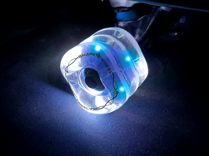 Shark Wheel 70mm, 78a Firefly - Clear with Blue, Red, Green, Yellow Lights