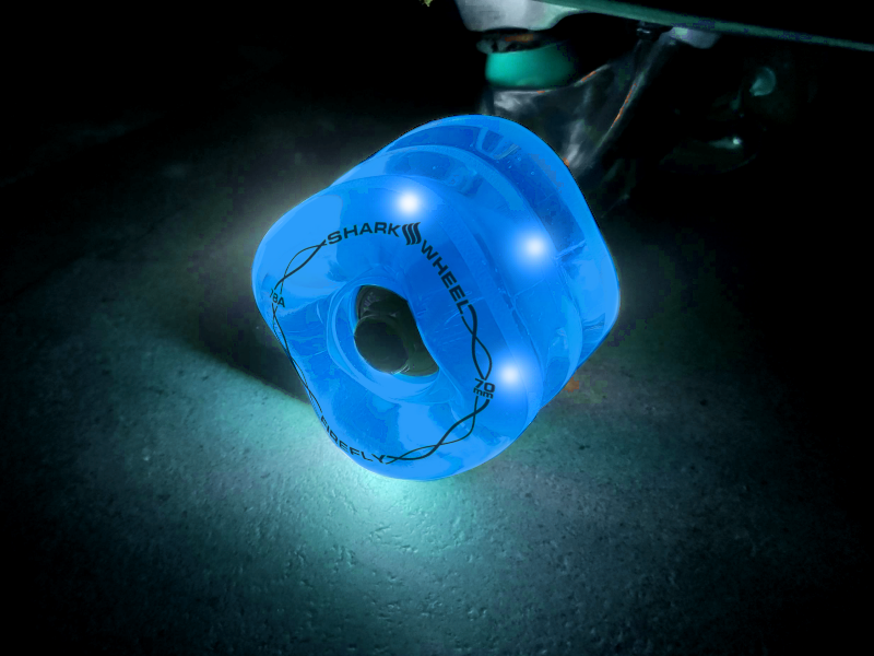 Shark Wheel 60mm, 78a Firefly - Transparent Blue with Blue Lights