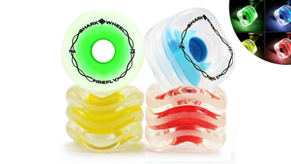 Shark Wheel 70mm, 78a Firefly - Clear with Blue, Red, Green, Yellow Lights