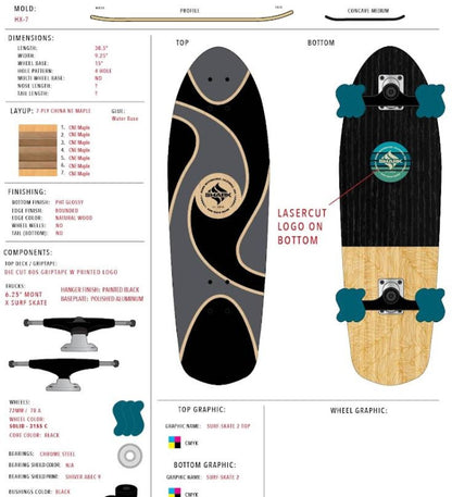 Beach Life Surfskate Skateboard Specs